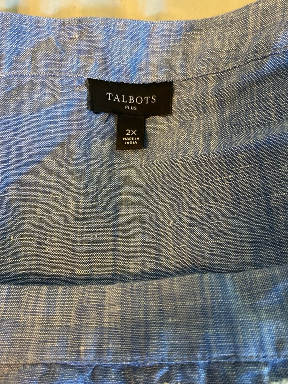 Talbots Blue Linen-Blend Tunic with White Embroidery - Picture 3 of 3